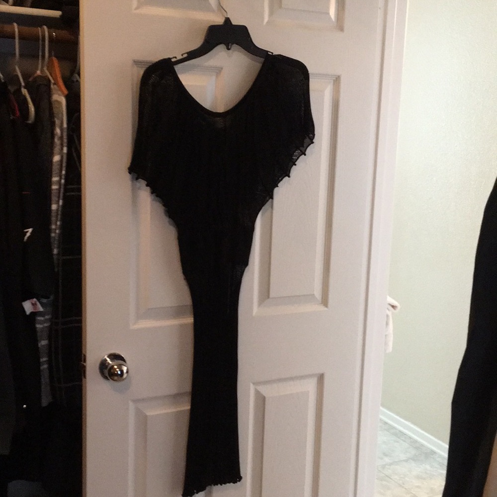 Black Crochet Viscose Dress with black Slip
